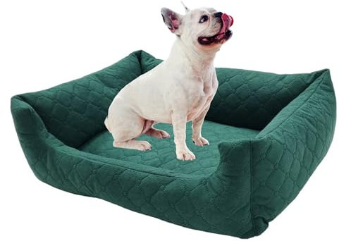 Odolplusz Hundebett Kleine Hunde und Katzen | Hundesofa Hundekorb mit erhöhten Ränder | verfügbar in Zwei Größen | (flaschengrün, M (70 x 60cm))