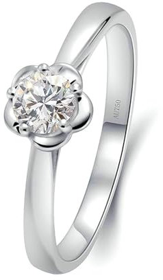 Stfery Eheringe Weissgold 585Er Ring für Damen 0.3ct Rund Moissanit Trauringe Damen