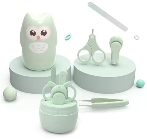 4 in 1 Baby Manicure Kit Baby Nail Kit Care Set Baby Manicure and Pedicure kit Baby Nail Clippers Scissor Baby Nail File & Tweezer for Baby Boy and Girl (Green)