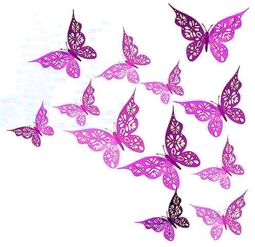 CORHAD 24stücke Schmetterlings Wandsticker Glitzer Dekorative Wandaufkleber Für Mädchenzimmer Umweltfreundliche Papiermaterialien Für Partys Und Feiertagsdekorationen
