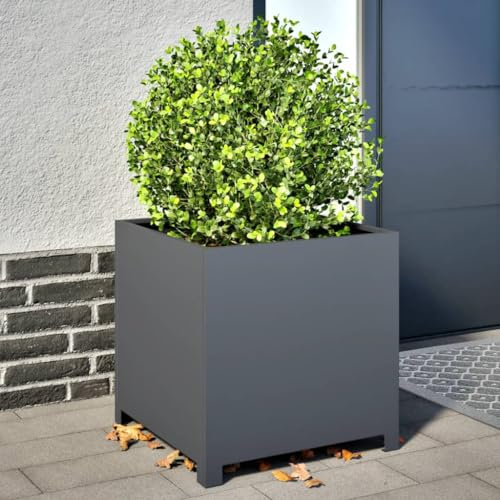 Tidyard Jardinière Anthracite 50x50x50 cm Acier, Bac de Plantation pour Cultiver Fleurs, Plantes, Lit Surélevé Extérieur Jardinière Potager pour Terrasse Balcon