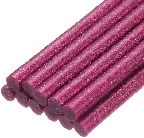sourcing map Mini Hot Glue Sticks for Glue Gun 7mm x 100mm Glitter Rose Red 12pcs