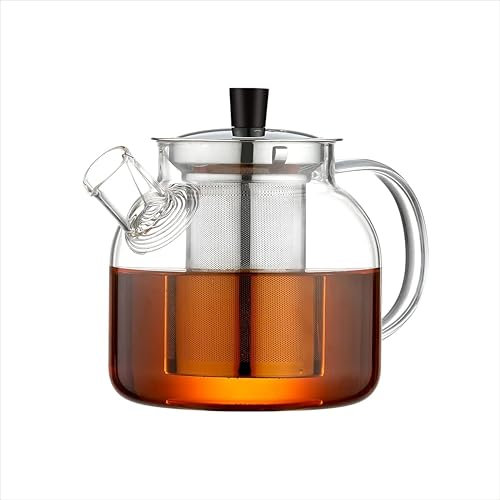 Glass Teapot with Removable Infuser,Ehugos 800ml Stovetop Safe Small Tea Pot, Blooming and Loose Leaf Hand Crafted Kettle for Women and Adult with Stainless Infuser