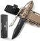 DRACHENADER Messer Outdoor B-ER-DROP POINT, Full Tang Gürtelmesser, Jagdmesser 12, 8 cm aus 5Cr14MoV Stahl, Outdoor Survival Messer mit Scheide, für Camping, Klinge Schwarz + ABS Griff Khaki