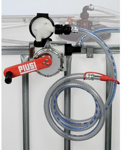 PIUSI Kurbelpumpe für AdBlue/DEF-Umwälzpumpe, Wasser und Frostschutz mit Halterung für IBC-Tank, Kapazität 38 Liter x 100 Umdrehungen, integrierter 3D-Filter, Piusi Handpumpe IBC F00332B1A