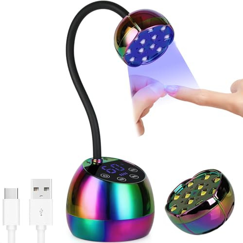 PHAIN U V LED Nagellampe - Mini Wireless 36W LED Nagelhärter Lampe für Gel x Nagel Lampe Tragbare Schwanenhals UV Lampe mit Automatischem Sensor mit 3 Timer und LCD Display für DIY