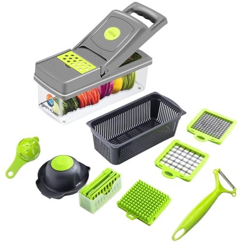 HOMIFY PLANET 16-in-1 Vegetable Chopper & Vegetable Mandoline Slicer – The Ultimate Multi-Function Kitchen Gadget for Effortless Chopping, Dicing, Slicing & Spiralizing – Perfect for Salads