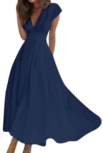 FUPODD Kleider Damen Sommer Elegant Sommerkleid Damen Leicht Sommerkleider Boho Kleid Maxikleid Ballkleider Lang Musselin Elegante Kleider Festlich Ballkleid Strandkleider Brautjungfernkleider