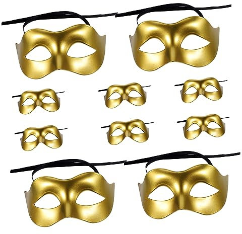 FOMIYES 10 Stück halbe Gesichtsmaske Party-Maske Festival-Masken für Erwachsene Dekoration Maskenball Masken halloween halllowen Cosplay-Halbmasken-Requisiten Gesichtsdekore Plastik Golden