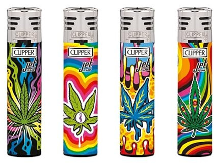 Clipper Jet-Feuerzeug 4er Set: (Clipper Feuerzeuge - 4er Set: Jet Flame Mazed Leaves)