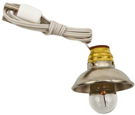 BELI-BECO 9471 Skalenlampe mit Reflektor für Puppenhaus oder Krippe mit Beleuchtung - Krippenbeleuchtung - warmweiße LED mit Fassung E 10-4,5 V - mit 400 mm Litze und Doppelstecker (Weiß)