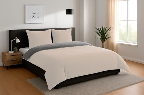 heimtexland Teddy Flanell Wende Bettwäsche Set I Winter Bettbezug I kuschelig weich und warm I 2 Kopfkissen 80x80 I Bettdecke 200x200 I Cashmere Touch Geschenkidee Weihnachten Typ751 Creme