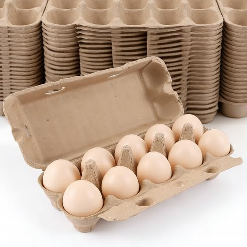 LANSKYLAN 20 Stück Eierkartons 10er Pappe Eierschachteln Eierkarton mit Deckel Eierpappen Papierzellstoff Biologisch Abbaubar Eierbehälter Eierverpackung für Eier Ostereier Handwerk Braun Größe L