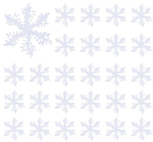 AYVRUOP 30 x Schneeflocken Weihnachten Deko für Weihnachtsbaum Glitzer Weiß Weihnachtsbaumschmuck,Baumschmuck Weihnachten,Schneeflocken Deko,Weihnachtsbaum Deko,Weihnachtsdeko Weiß,Neujahr Dekoration