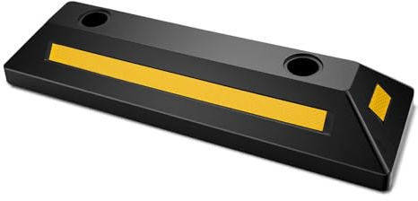 VEVOR Topes de Estacionamiento, Topes de Rueda, 2 Unidades, 548 x 158 x 94 mm, con Bandas Reflectantes, Barrera de Estacionamiento de Goma para Coches, Furgonetas y Camiones, Guía de Rueda, Negro