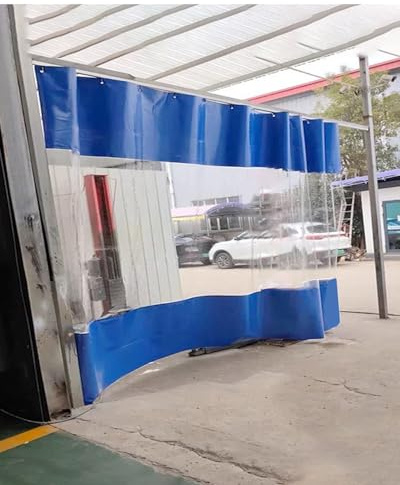 Weatherproof Insulated Clear Garage Divider Curtain, Partition Space Industrial Room Divider with Sliding Track, Work Areas Shop Pergola Separator Wall(W1xH2.2m/3.2x7ft)