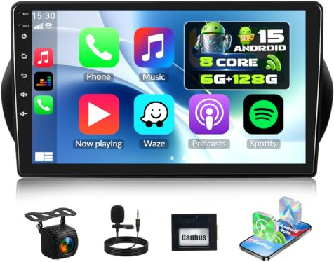 Android 15, 6G+128G 8-Kern GOHHDL Autoradio für FIAT Fiorino/Qubo/Citroen Nemo/Peugeot Bipper 2008-2017 mit Carplay Android Auto, 10 Zoll Bildschirm 2Din mit GPS WiFi BT FM/RDS DSP SWC Rückfahrkamera