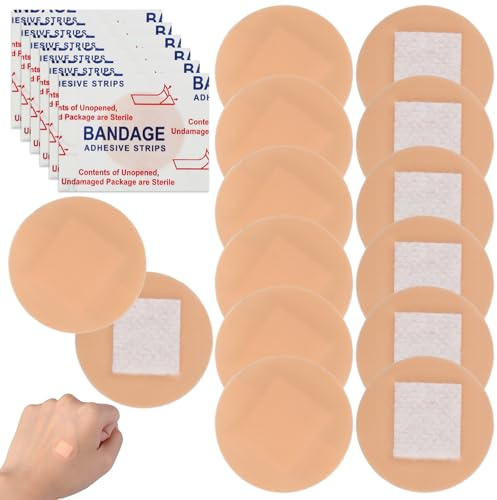 jojofuny 100pcs Small Round Plasters 2cm Waterproof & Breathable Spots | Skin-Coloured Circle Plasters for Fingertips, Face, Hands and Small Daily Covering Needs at Home or Travel