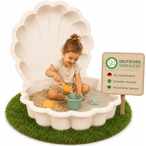 Ondis24 Conchiglia per Acqua e Sabbia, Sabbiera in Plastica 2 Pezzi con Coperchio (Beige Pastello, 87)