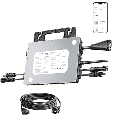 HAPDOOP Balkonkraftwerk Wechselrichter 800W, intelligenter Mikrowechselrichter mit WLAN & Bluetooth, Fernüberwachung per App, integriertes MPPT, IP67 wasserdicht sowie (800W+5m Kabel)