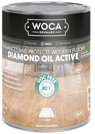 WOCA Denmark Diamond Öl Aktiv 1 Liter Weiß - Extrem langlebiges Holzfinish auf pflanzlicher Basis