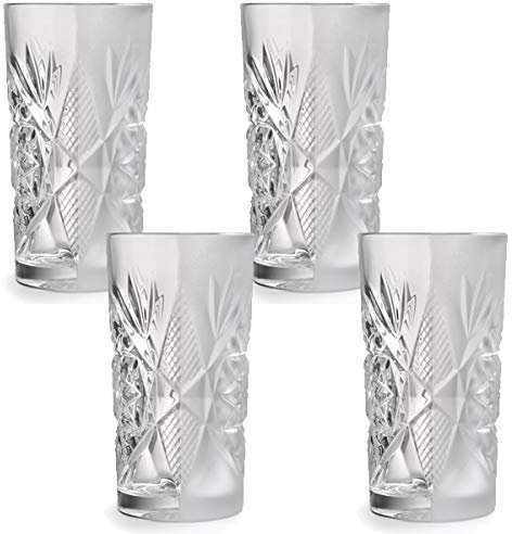 Libbey Hobstar - Longdrinkglas, Cocktailglas, Wasserglas, Saftglas - 470 ml - Glas - Matt und Transparent - 4 Stück - Bekannt aus Den Coolsten Hotels und Bars