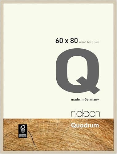 nielsen Bilderrahmen, 60 x 80 cm, Holz, Ahorn, Posterrahmen zum Aufhängen im Hoch- & Querformat, Echtglas, Quadrum