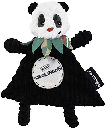 LES DEGLINGOS - DOUDOU Baby Rototos le panda - Velours côtelé ultra doux - Idée cadeau - Dès la naissance - 28 cm - Noir&Blanc