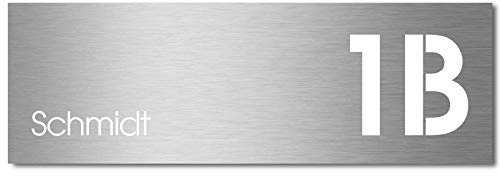 MOCAVI Stick 335 Briefkastenschild mit Hausnummer und Namen Edelstahl V4A graviert, groß, selbstklebend, modernes Design, passend für Box 141