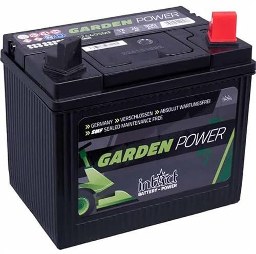 intAct Garden-Power 52440SMF | Batterie de démarrage 12 V 24 Ah 300 A | U1R(9) | Dimensions : 196 x 130 x 184 mm | pour tracteurs à Gazon, tondeuses à Gazon autoportées et véhicules municipaux