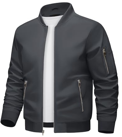 KEFITEVD - Giacca da baseball da uomo, stile casual, estiva, con tasche con cerniera