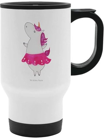 Mr. & Mrs. Panda Thermobecher Einhorn Ballerina - Geschenk, Unicorn, Spaß, Tasse mit Deckel, Feiern, Thermobecher für 400 ml, Thermobecher To Go,