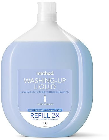 Method Washing Up Liquid Refill, Washing Up Soap, Tough on Grease and Grime, Fresh Coconut Water Scent,1 x 1L