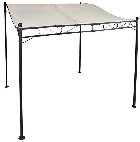Mojawo Luxus Anbaupavillon Pavillon Gartenschirm Gartenpavillon Lounge Gartenmöbel 3m x2,5m Stahlgestell Dach PA beschichtet wasserabweisend, Farben:Creme