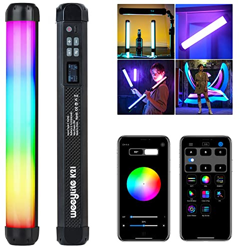 Weeylite K21 RGB-LED-Stableuchte, magnetische App-Steuerung, LED-Videoleuchte mit CRI 95+, 2500 mAh, wiederaufladbar, 2500–8500 K, Vollfarb-Handfotoleuchte für Porträt-Videoaufnahmen, TikTok