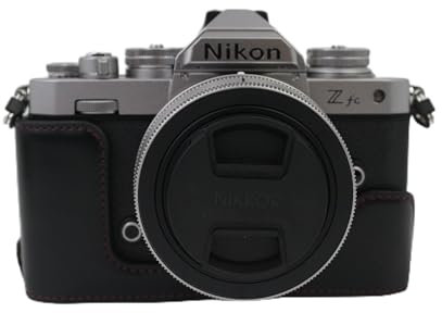 Z fc Zfc Hülle, Zakao PU Leder halbe untere Öffnung Version Holster Kamera Tasche mit Handschlaufe Schutzhülle Tasche Case für Nikon Z FC ZFC (Schwarz)
