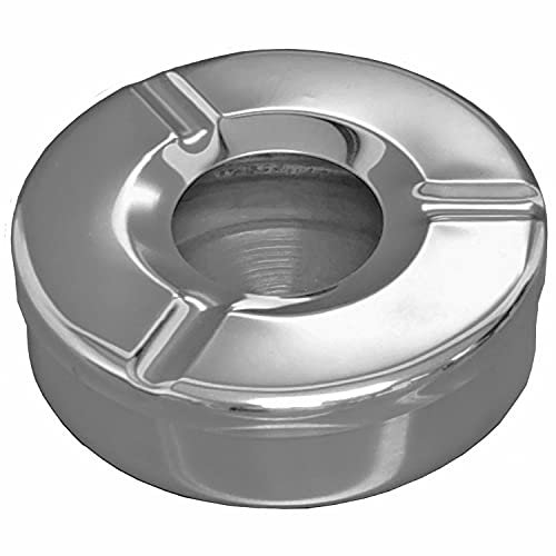 Windaschenbecher Wind Aschenbecher Ascher Deckel Stahl silber rund Gastro Bistro