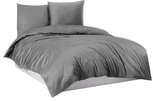 Mixibaby Flanell Feinbiber-Bettwäsche aus 100% Baumwolle - 4 Größen, Größe:200 x 220 cm, Farbe:Silber