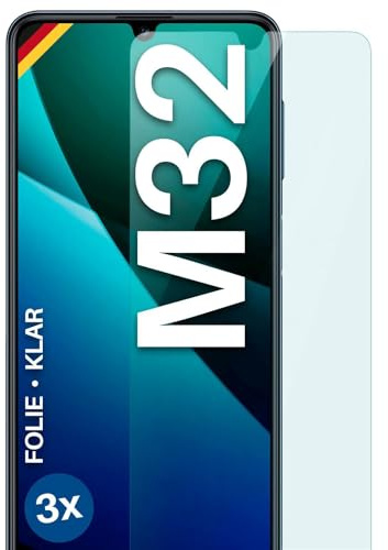 moex für Samsung Galaxy M32 Schutzfolie Displayschutz Folie Ultra-klar HD 0,2 mm kompatibel mit jeder Hülle, Anbringen ohne Blasen, Handyfolie Extra Kratzfest, FlexProtect 3 Stück