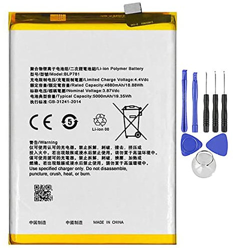 Batería compatible con Oppo BLP781 A52 2020 5000 mAh alta capacidad con kit de desmontaje incluido