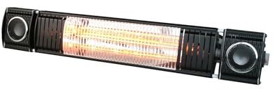 Forum Lighting Solutions 2000W Infrared Patio Wall Heater with Bluetooth 6W Speaker and Remote Control: IPX5 Rated for Outdoor Use Heating 12m² Coverage (ZR-37444-BLK)