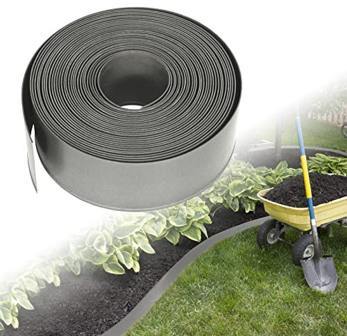 Aufun Rasenkante Elastische Beeteinfassung Rund, Gartenumrandung Robustes Beetumrandung für Kurven, Unsichtbar Lawn Edging aus stabilem Plastik(20m x 12cm，Grau)