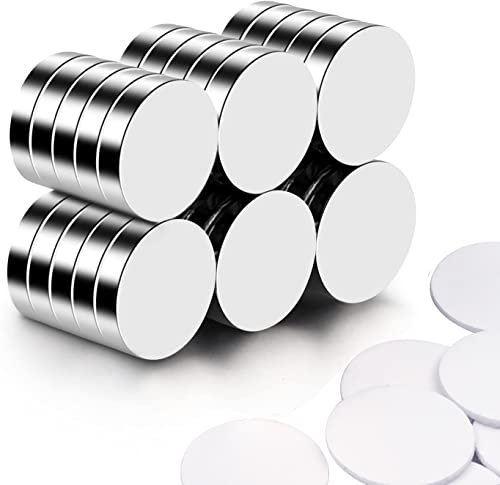 40 Stück Neodym Magnete, Seltenerdmagnete mit Selbstklebende, 10mm X 2mm rund & extra stark N52 Magnete für Whiteboard, Kühlschrank, Fotos, Magnetstreifen, Magnettafel, Fotoseil, Basteln