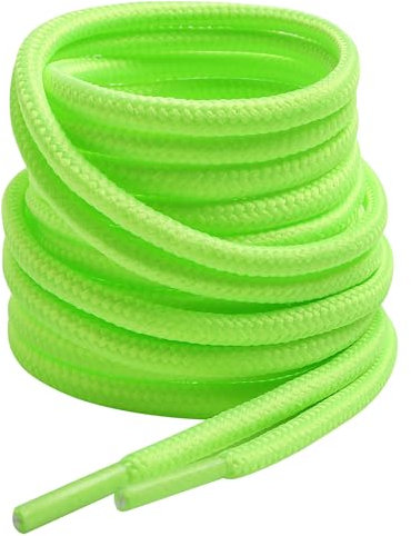 VSUDO Lacci Verde Neon 160 cm Rotondi per Scarponi/Stivali, Stringhe ø4 mm per Scarpe da Passeggio/Lavoro/Sicurezza/Trekking (2 Paia, 160 cm)