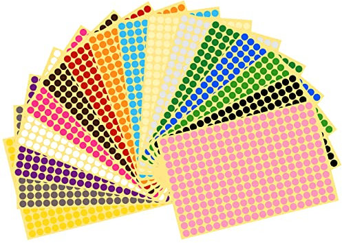Vicloon 4160 Pezzi Stickers Rotondi Colorati, 8mm Bollini Adesivi Colorati Stickers Pallini, Adesivi Tondi per Forniture per Ufficio a Casa (16 Colori)