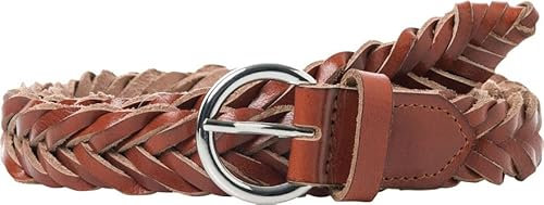 BRAX Damen Leather Belt Braided Gürtel, Cognac, 75