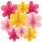 Easy Joy Paper Flower Decorations for Wall Pink Yellow Hanging Paper Flowers Fans Spring Summer Flower Floral Decor Garden Afternoon Tea Wall Decoration,Set of 9