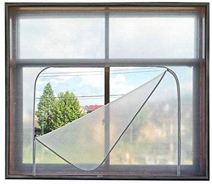 IBOWZ Isolierte Fensterfolie Planen-Fenster-Isolierfolie, Kunststofftabletten Zwei-Wege-Reißverschluss verdicken Doppel-Isolierfolie für Schlafzimmer Kälteschutz Dicke 4 mm (Color : Clear,Size : 1