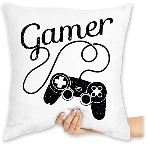 Shirtracer Kissen 40 x 40 - Statement - Gamer Motiv mit Controller - Gamer Geschenk - 40 x 40 cm - Weiß - Game Spruch Statements sprüche