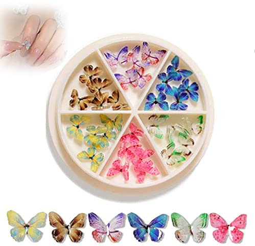 30 Pcs Nail Art Miniature Butterfly, Miniature 3D Butterflies Charms, Acrylic Mini Nail Butterfly Charms for Nails, Miniature Nail Art Slices (A)